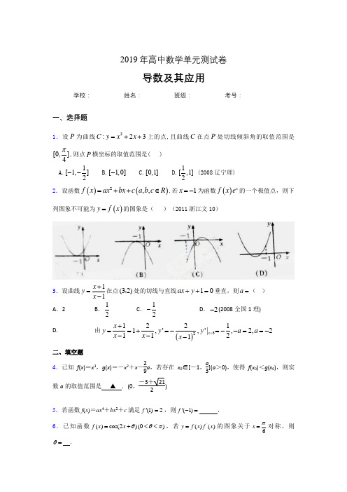 精选2019高中数学单元测试《导数及其应用》专题测试题(含答案)