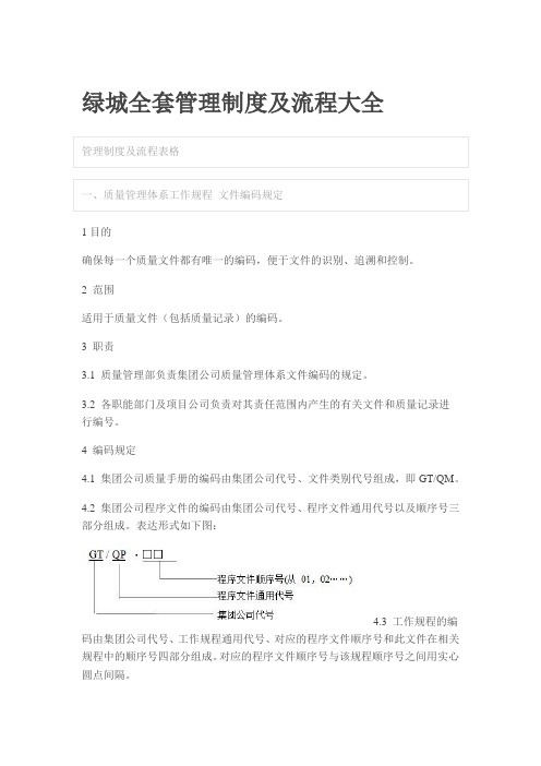 绿城全套管理制度及流程大全