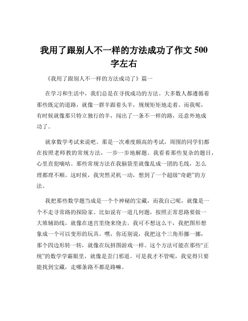 我用了跟别人不一样的方法成功了作文500字左右