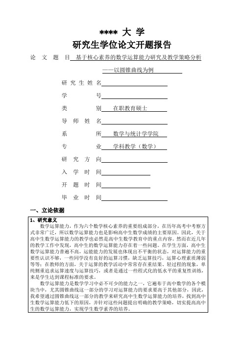 学科教学数学硕士研究生开题报告