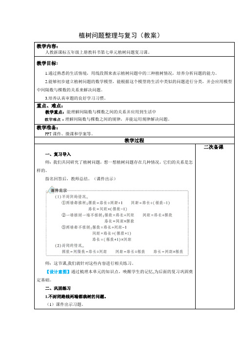 五年级数学植树问题整理与复习(教案)