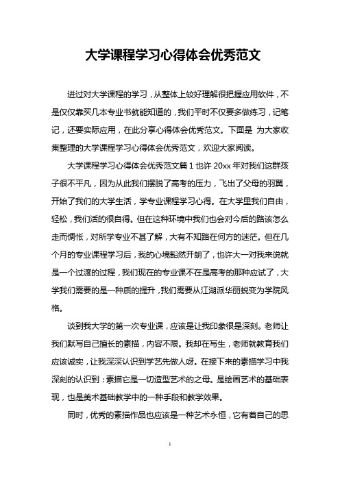 大学课程学习心得体会优秀范文