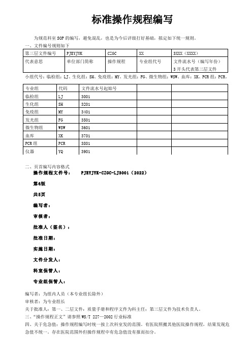 操作规程编写规则