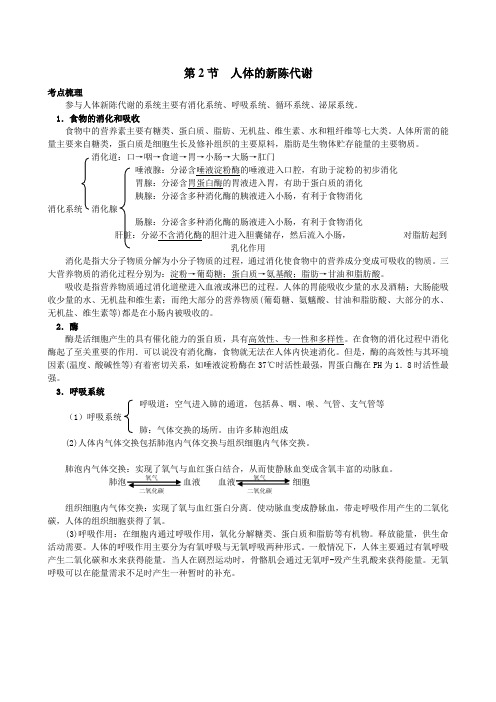 科学中考第二篇生命科学22人体的新陈代谢