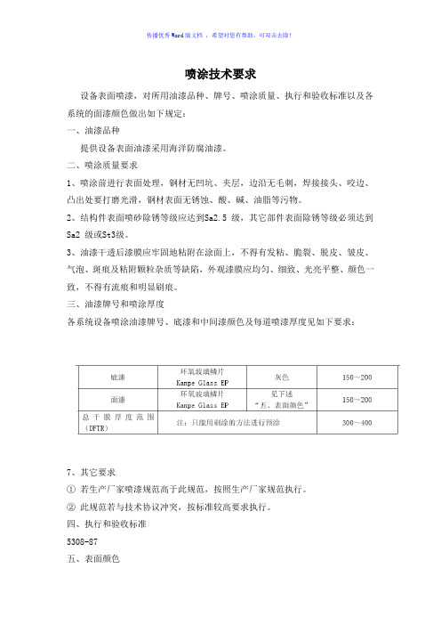 喷漆技术要求Word版