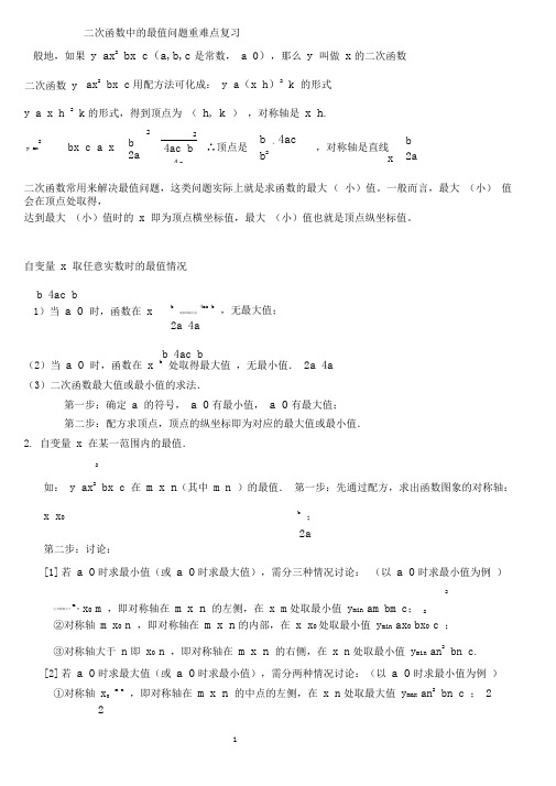 (完整版)初三二次函数值问题和给定范围最值