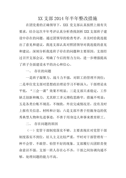 支部2014年半年整改措施