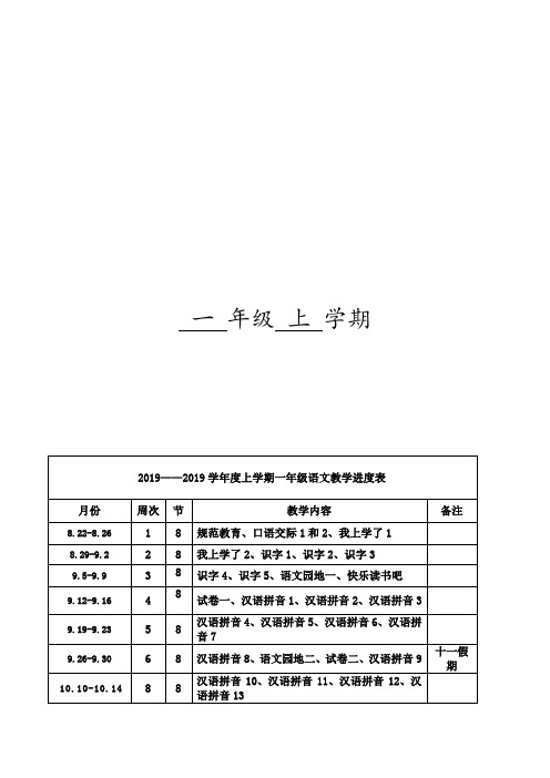 2019年部编人教版一年级上册语文教案(含教学反思)