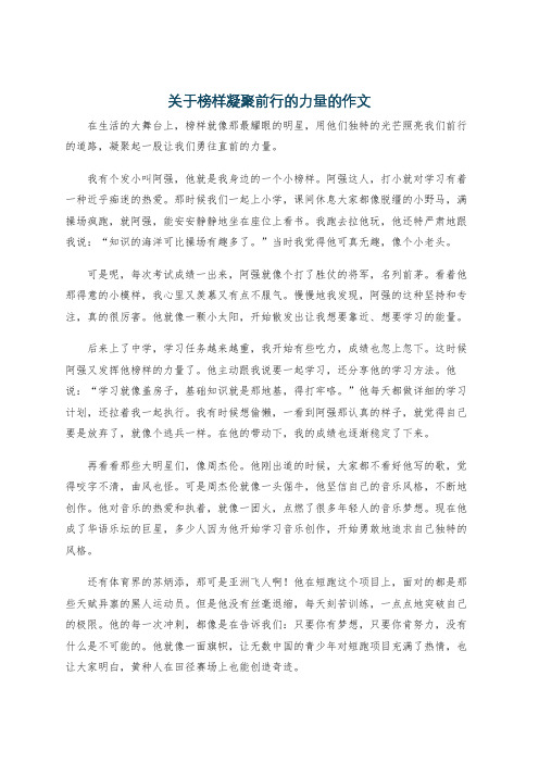 关于榜样凝聚前行的力量的作文