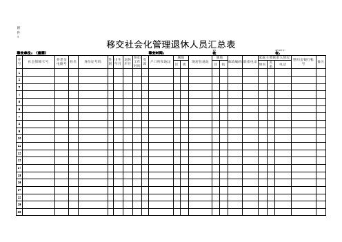 移交社会化管理退休人员汇总表