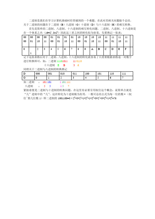 关于二进制相关问题的总结