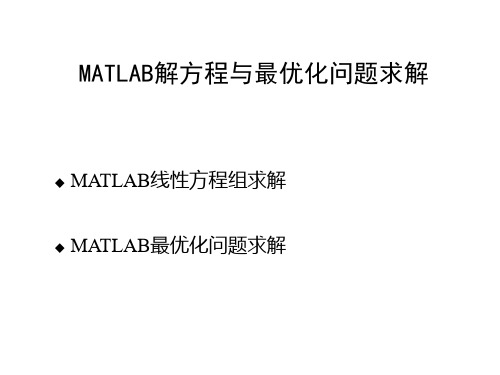 MATLAB解方程与最优化问题求解