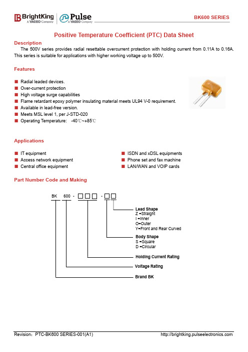 BRightKing PTC-BK600 Serie产品说明书