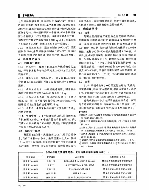 2014年黑龙江省审定春小麦马铃薯油菜甜菜等品种(一)