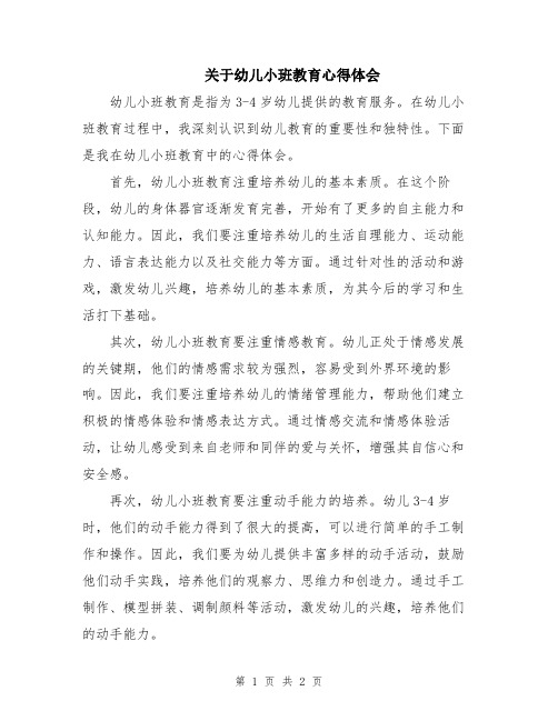 关于幼儿小班教育心得体会