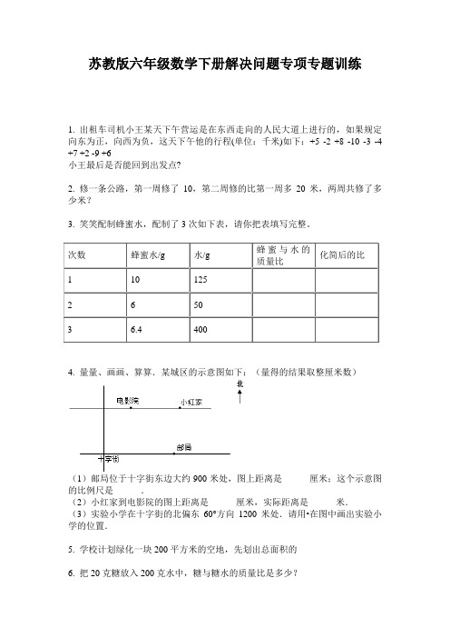 苏教版六年级数学下册解决问题专项专题训练