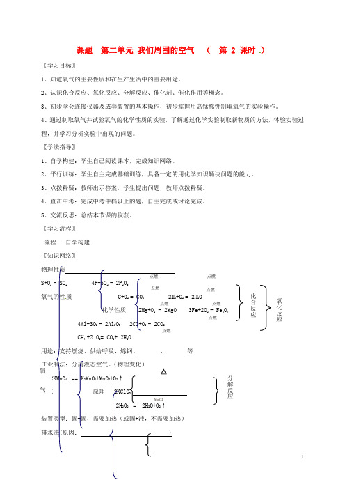 河北省保定市雄县九年级化学上册第2单元我们周围的空气第2课时复习导学案新人教 精品