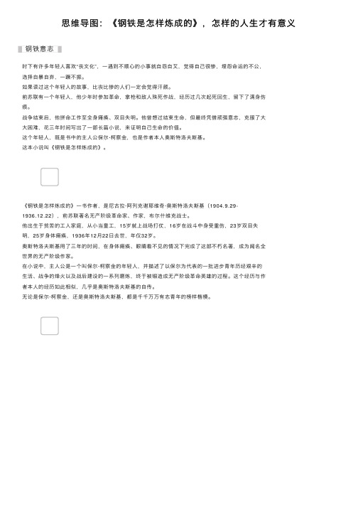 思维导图:《钢铁是怎样炼成的》,怎样的人生才有意义