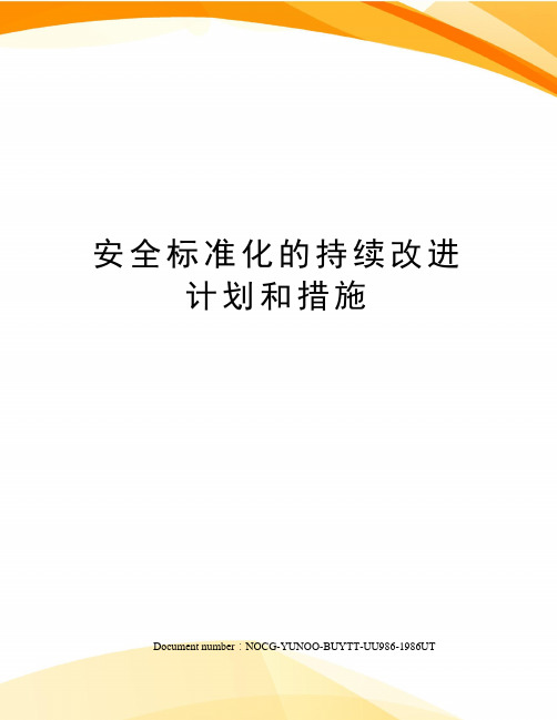 安全标准化的持续改进计划和措施