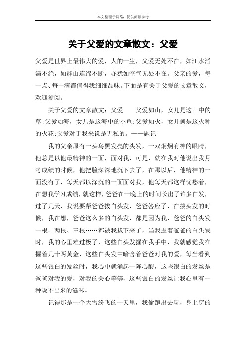 关于父爱的文章散文：父爱