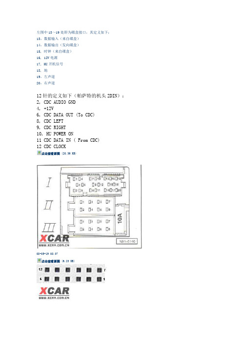 大众POLO CD 西门子VDO RC668-71机头背面的接线说明