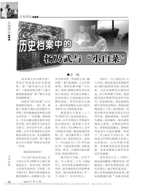 1.历史档案中的杨乃武与“小白菜”