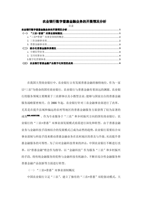 《农业银行数字普惠金融业务的开展情况分析3500字》