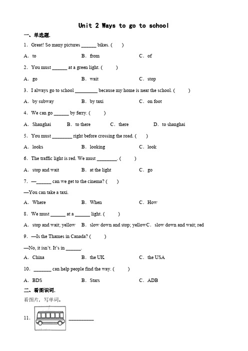 Unit 2 Ways to go to school单元测试(含答案)