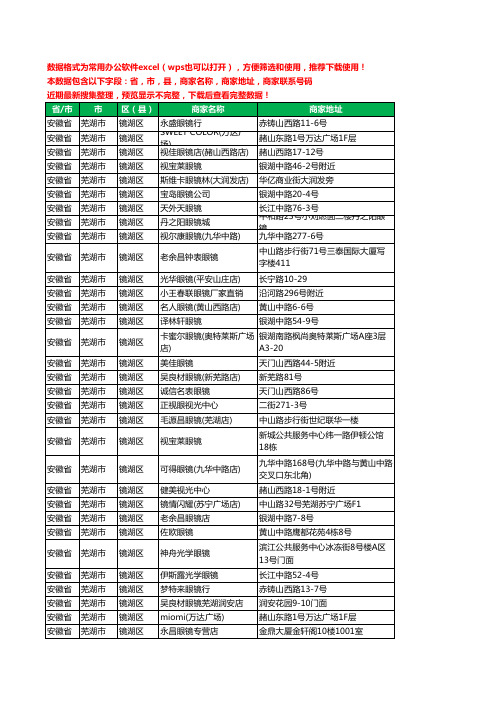 2020新版安徽省芜湖市镜湖区眼镜工商企业公司商家名录名单黄页联系电话号码地址大全83家