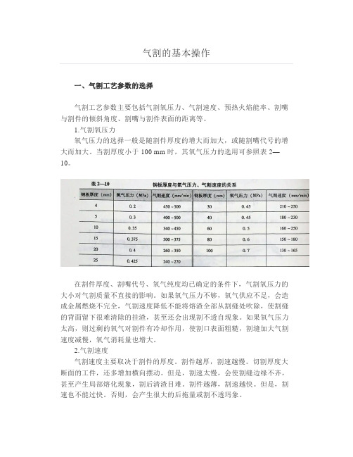 气割的基本操作