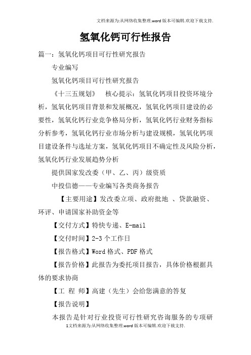 氢氧化钙可行性报告