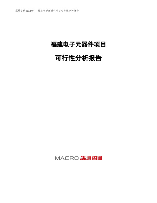 福建电子元器件项目可行性分析报告