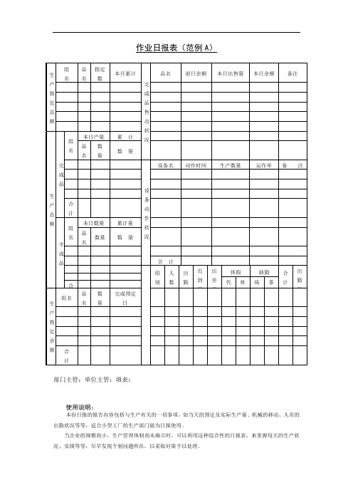 作业日报表(范例A)