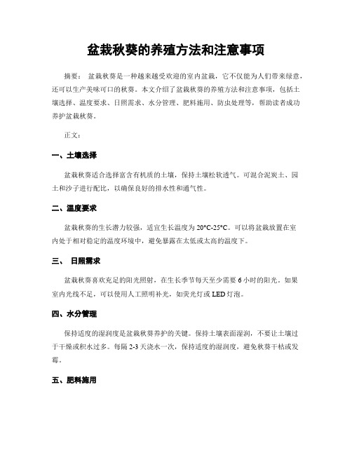 盆栽秋葵的养殖方法和注意事项