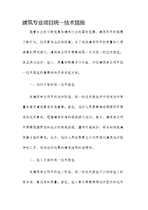 建筑专业项目统一技术措施