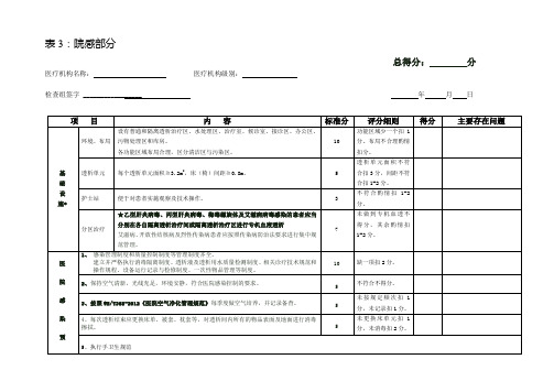 血透室检查——感控考核表