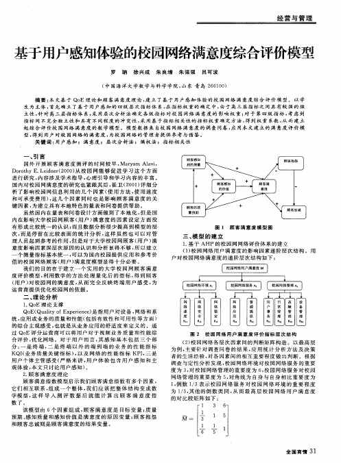 基于用户感知体验的校园网络满意度综合评价模型