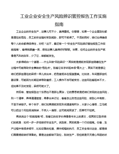 工业企业安全生产风险辨识管控报告工作实施指南