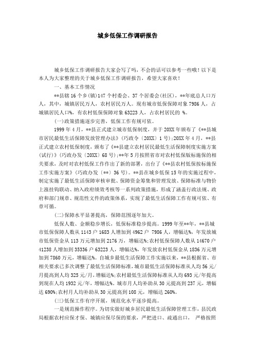 城乡低保工作调研报告-总结报告模板