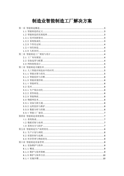 制造业智能制造工厂解决方案