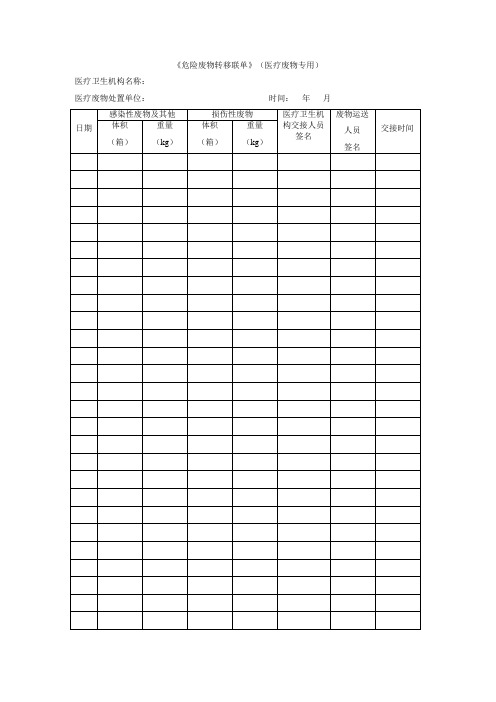 (完整版)《危险废物转移联单》(医疗废物专用)