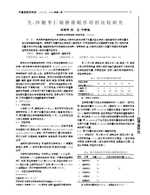 生,炒酸枣仁镇静催眠作用的比较研究