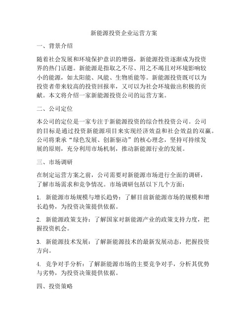 新能源投资企业运营方案