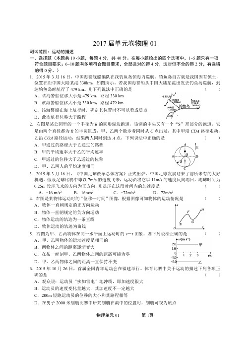 2017届高三单元卷物理01