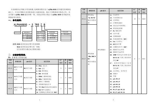 阿尔法ALPHA6800注塑机专用变频器说明书