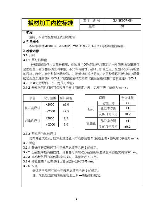 板材加工内控标准