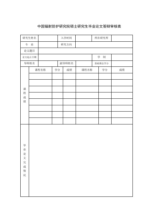 毕业论文答辩审核表