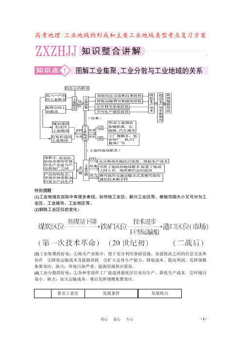 高考地理 工业地域的形成和主要工业地域类型考点复习方案