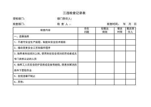 “三违”检查记录表