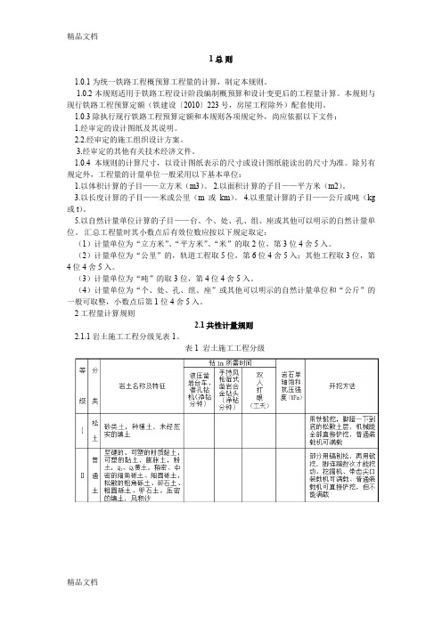 (整理)铁路版定额说明